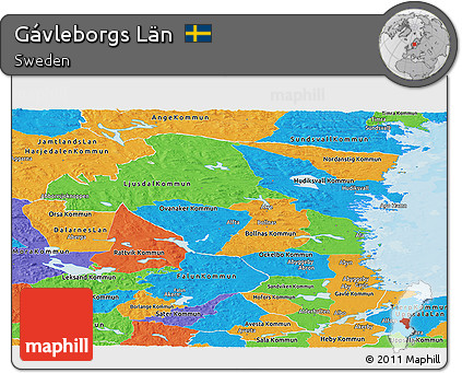 Political Panoramic Map of Gávleborgs Län