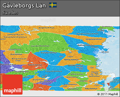 Political Panoramic Map of Gávleborgs Län
