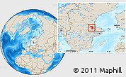 Shaded Relief Location Map of Sandviken Kommun
