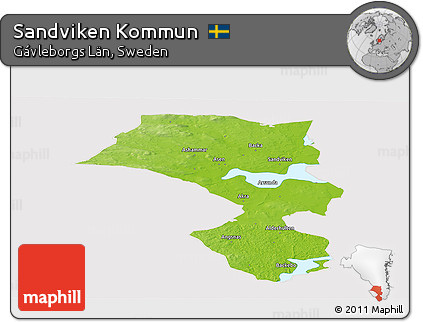 Physical Panoramic Map of Sandviken Kommun, cropped outside