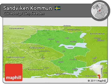 Political Panoramic Map of Sandviken Kommun, physical outside