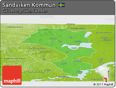 Political Panoramic Map of Sandviken Kommun, physical outside
