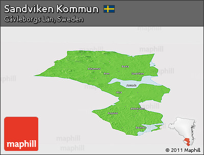 Political Panoramic Map of Sandviken Kommun, single color outside