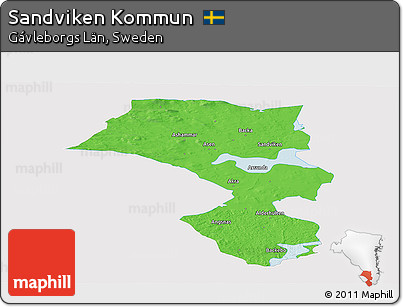 Political Panoramic Map of Sandviken Kommun, single color outside