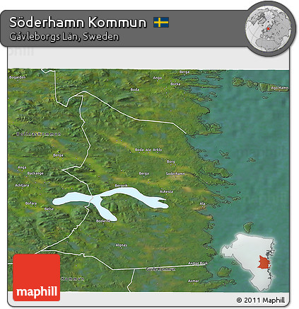 Satellite 3D Map of Söderhamn Kommun