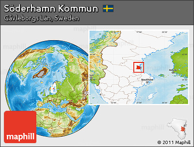 Physical Location Map of Söderhamn Kommun, highlighted country