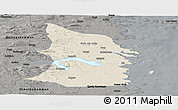 Shaded Relief Panoramic Map of Söderhamn Kommun, darken, semi-desaturated