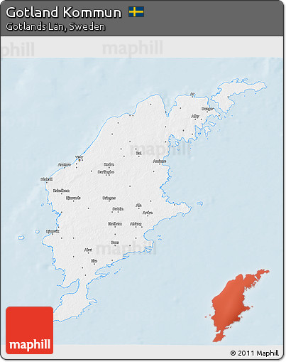 Classic Style 3D Map of Gotland Kommun, single color outside
