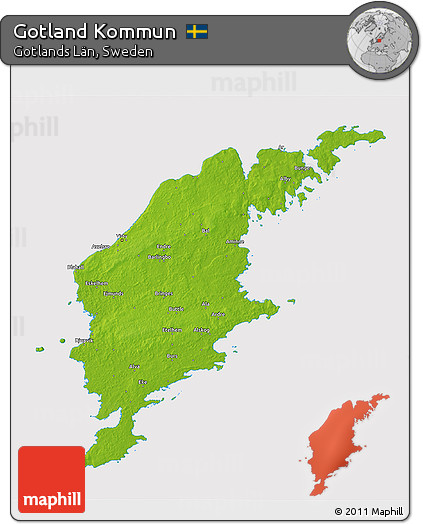Physical 3D Map of Gotland Kommun, cropped outside