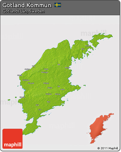 Physical 3D Map of Gotland Kommun, cropped outside