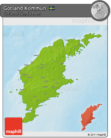 Physical 3D Map of Gotland Kommun