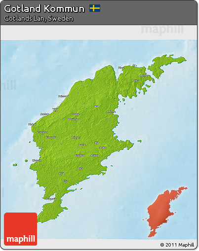 Physical 3D Map of Gotland Kommun