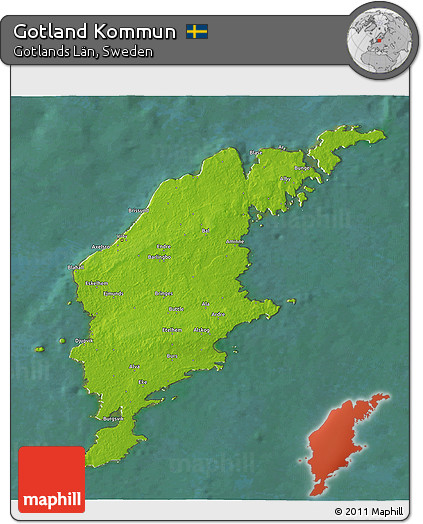 Physical 3D Map of Gotland Kommun, satellite outside
