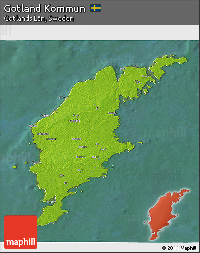 Physical 3D Map of Gotland Kommun, satellite outside