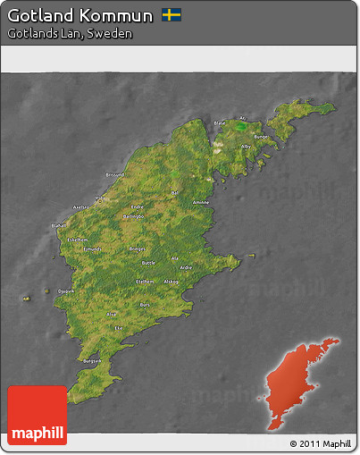Satellite 3D Map of Gotland Kommun, desaturated