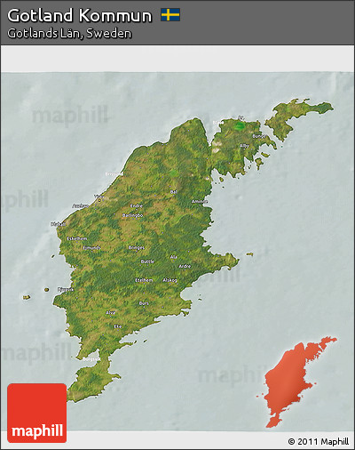 Satellite 3D Map of Gotland Kommun, lighten