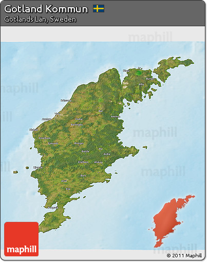 Satellite 3D Map of Gotland Kommun, physical outside