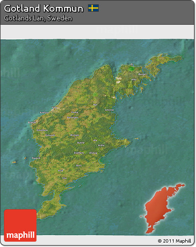 Satellite 3D Map of Gotland Kommun, single color outside