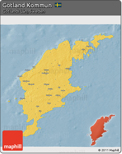 Savanna Style 3D Map of Gotland Kommun, single color outside