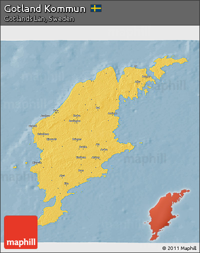 Savanna Style 3D Map of Gotland Kommun, single color outside