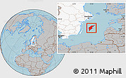 Gray Location Map of Gotland Kommun, highlighted country, hill shading