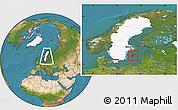 Satellite Location Map of Gotland Kommun, highlighted country, within the entire country