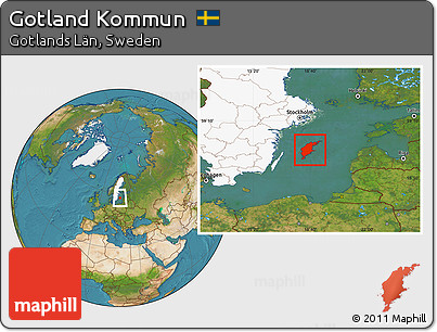 Satellite Location Map of Gotland Kommun, highlighted country