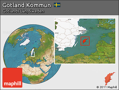 Satellite Location Map of Gotland Kommun, highlighted country