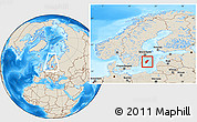 Shaded Relief Location Map of Gotland Kommun, within the entire country