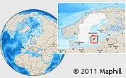 Shaded Relief Location Map of Gotland Kommun, highlighted country, highlighted parent region, within the entire country