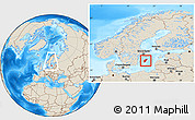 Shaded Relief Location Map of Gotland Kommun, highlighted parent region, within the entire country