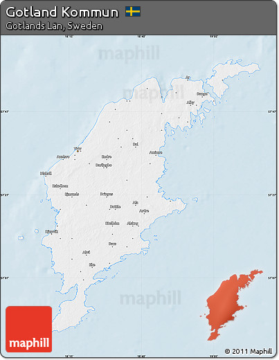 Classic Style Map of Gotland Kommun, single color outside