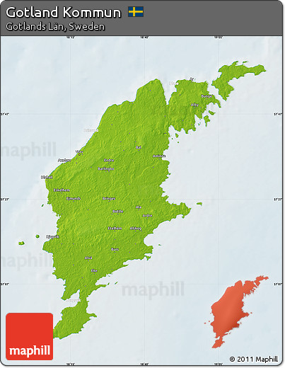 Physical Map of Gotland Kommun, lighten