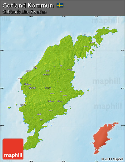 Physical Map of Gotland Kommun, single color outside