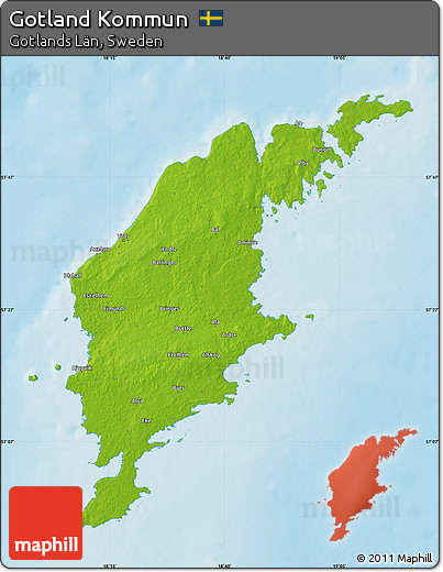 Physical Map of Gotland Kommun, single color outside
