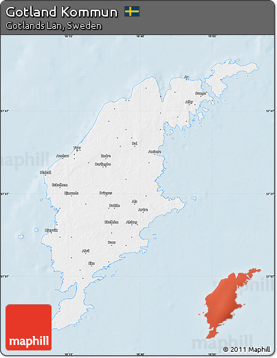 Silver Style Map of Gotland Kommun, single color outside
