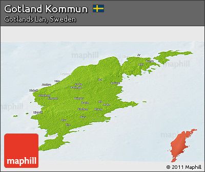 Physical Panoramic Map of Gotland Kommun, lighten