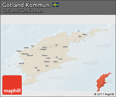 Shaded Relief Panoramic Map of Gotland Kommun, lighten