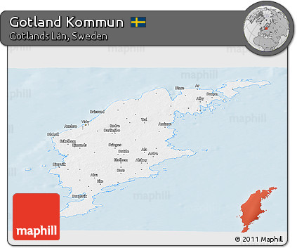 Silver Style Panoramic Map of Gotland Kommun