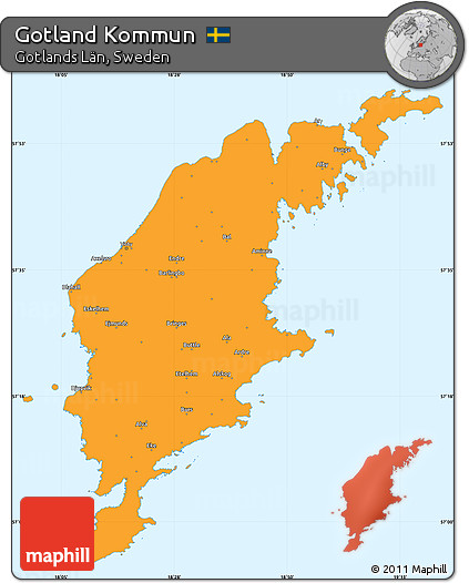 Political Simple Map of Gotland Kommun, single color outside
