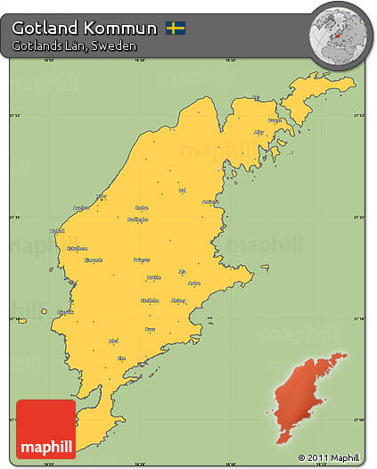 Savanna Style Simple Map of Gotland Kommun, cropped outside