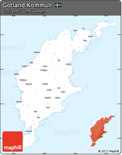 Silver Style Simple Map of Gotland Kommun