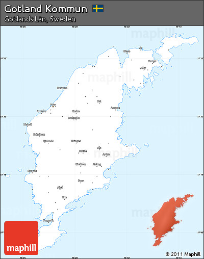 Silver Style Simple Map of Gotland Kommun