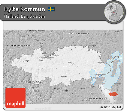 Gray 3D Map of Hylte Kommun