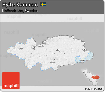 Gray 3D Map of Hylte Kommun, single color outside