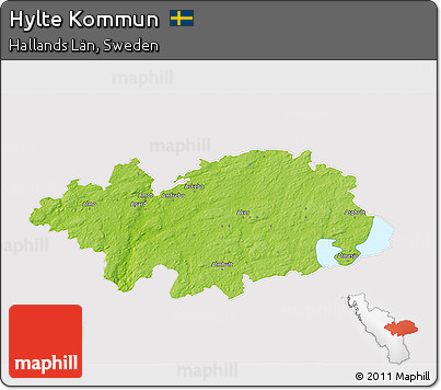 Physical 3D Map of Hylte Kommun, cropped outside
