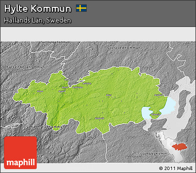 Physical 3D Map of Hylte Kommun, desaturated