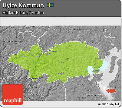 Physical 3D Map of Hylte Kommun, desaturated