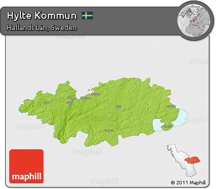 Physical 3D Map of Hylte Kommun, single color outside