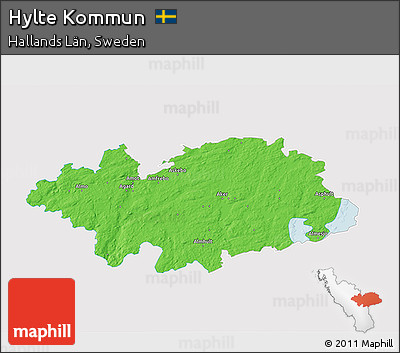 Political 3D Map of Hylte Kommun, single color outside